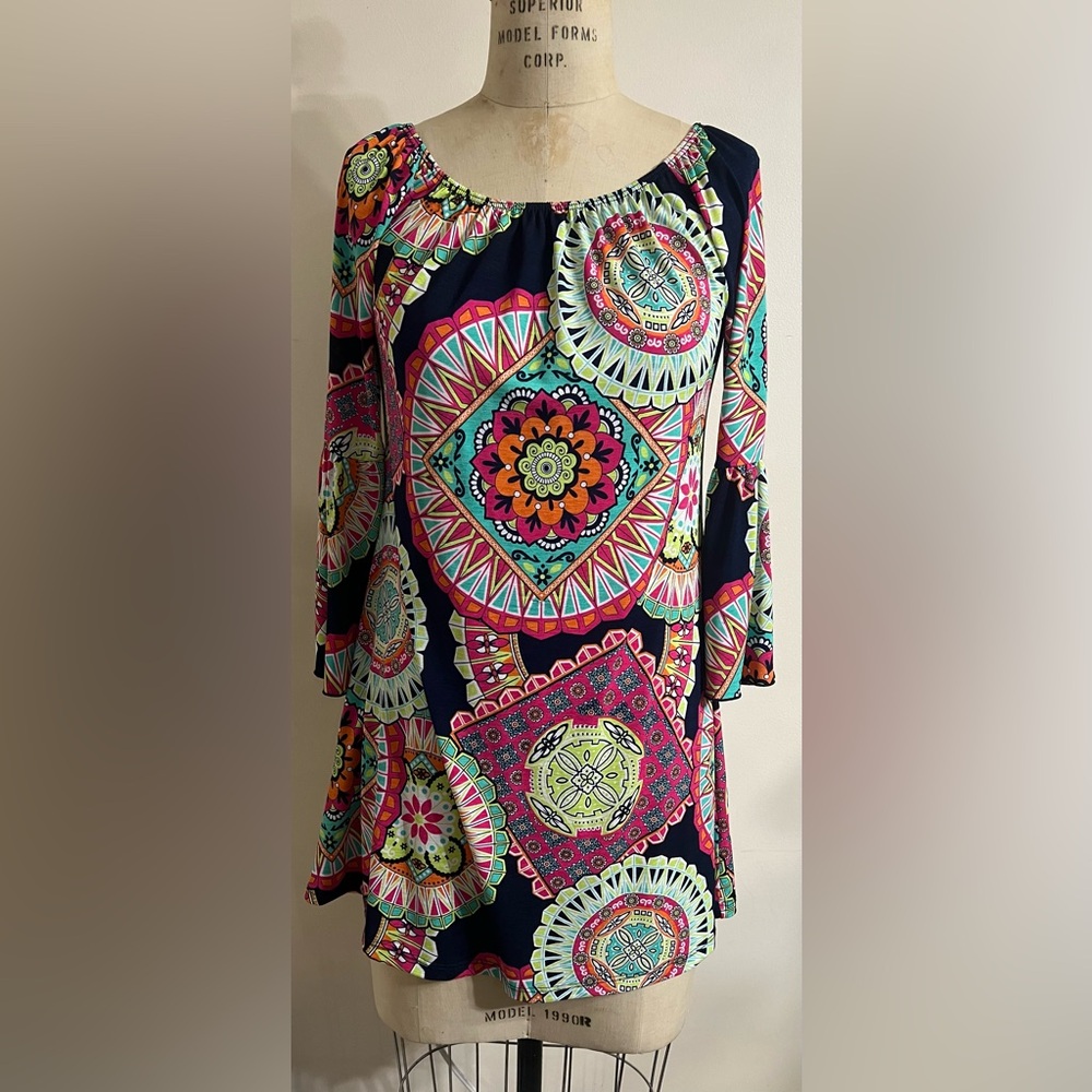 2B Together Bright Medallion Bohemian Dress Size Small